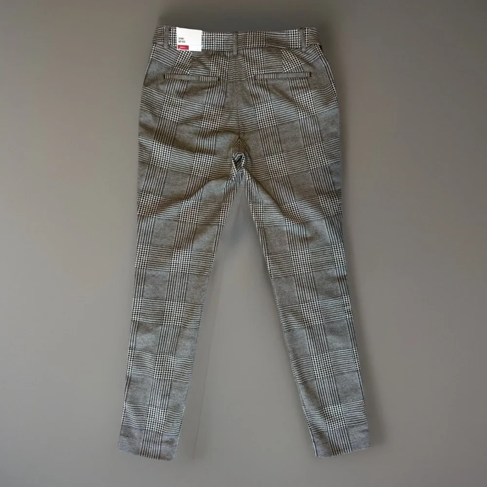 NWT Express Stretch Skinny Mid-Rise Plaid Dress Pants Side Stripe Womens Size 8R